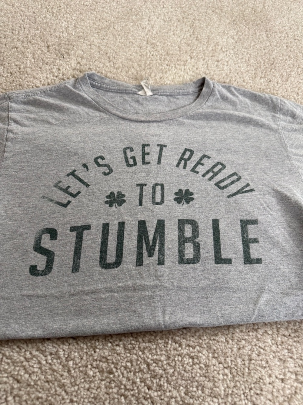Grey Short-Sleeve Graphic Tee - 'Let's Get Ready to Stumble'